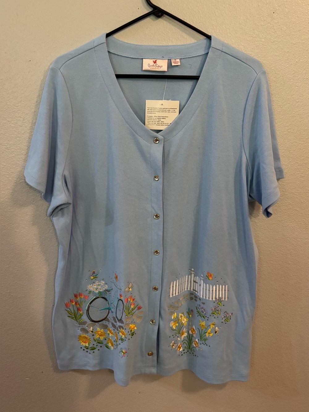 Quacker Factory Sz 1x Cardigan NWT Springtime Bike Scene